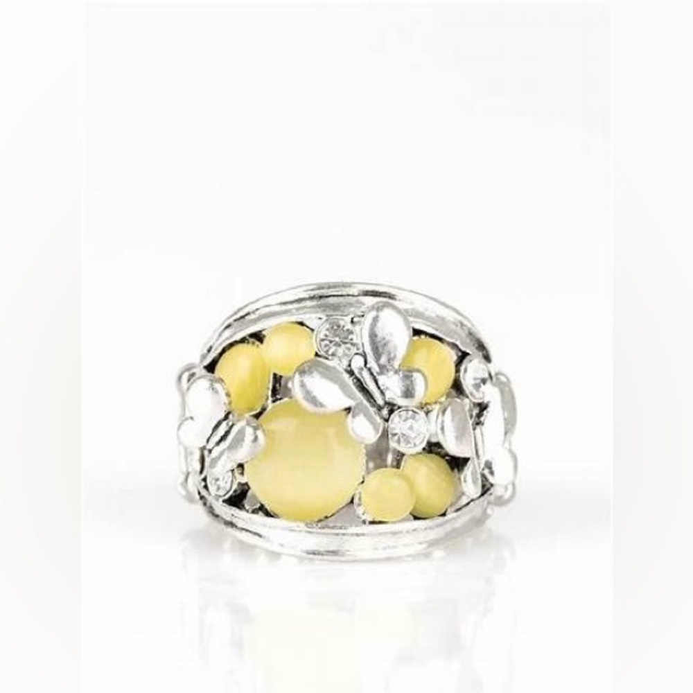 *Silver and yellow moonstone butterfly ring.